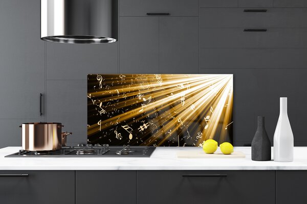 Panou sticla bucatarie Abstract Art Galben Negru Alb