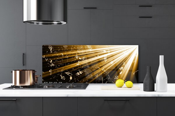 Panou sticla bucatarie Abstract Art Galben Negru Alb