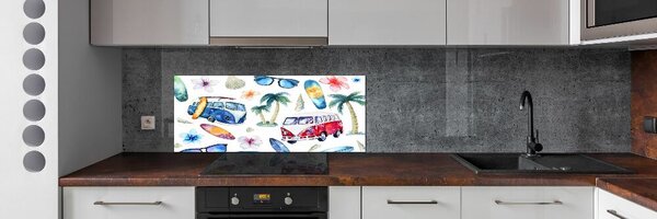 Panou sticlă decorativa bucătărie simboluri de surfing