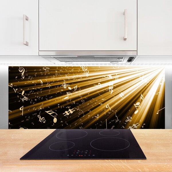 Panou sticla bucatarie Abstract Art Galben Negru Alb