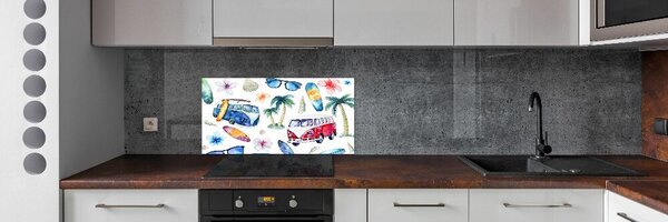 Panou sticlă decorativa bucătărie simboluri de surfing