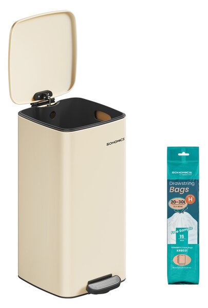 Coș de gunoi de bucătărie, 30L, oțel inoxidabil, bej nisipos