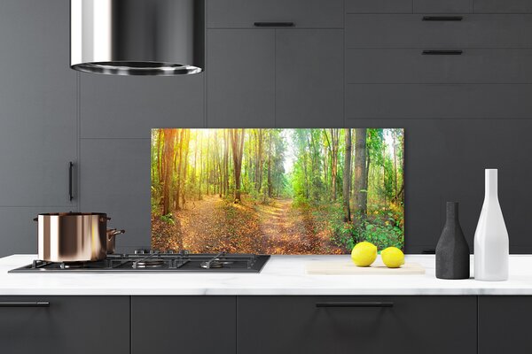 Panou sticla bucatarie Natural Pădurea Verde Maro