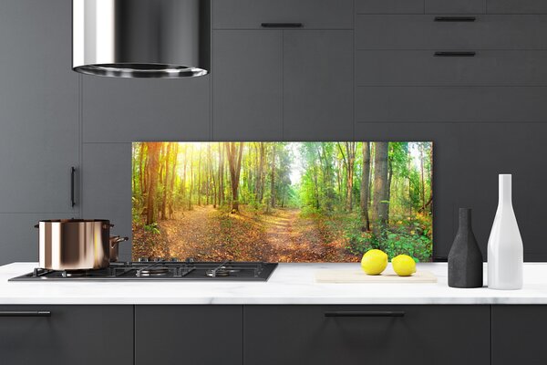 Panou sticla bucatarie Natural Pădurea Verde Maro