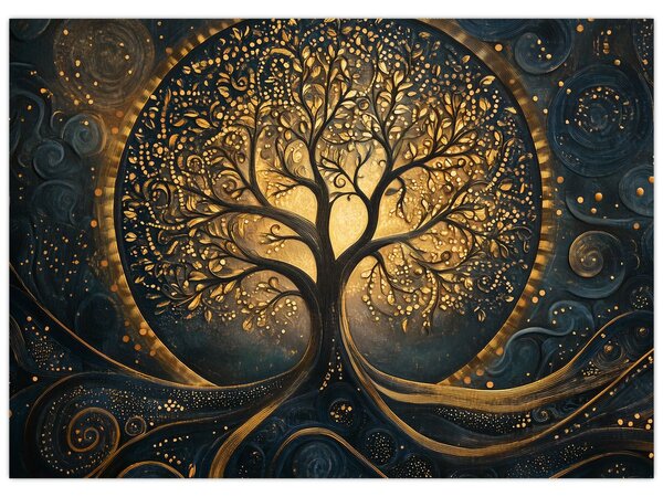 Tablou – Arbore cu aură aurie (70x50 cm)