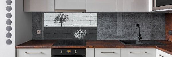 Panou sticlă bucătărie Copacii de pe perete