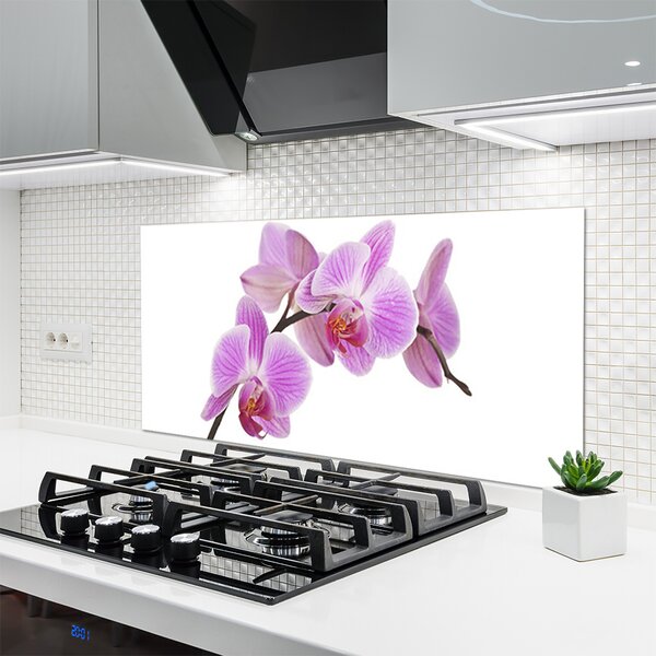 Panou sticla bucatarie Flori roz Floral