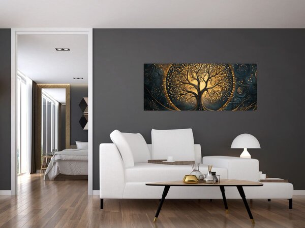 Tablou – Arbore cu aură aurie (120x50 cm)