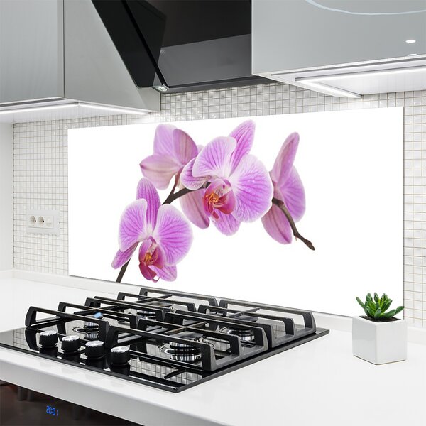 Panou sticla bucatarie Flori roz Floral