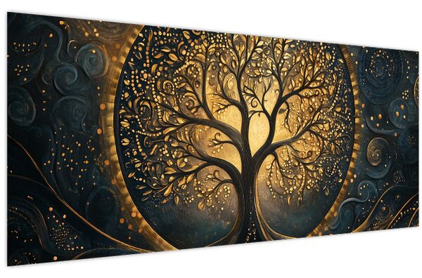 Tablou – Arbore cu aură aurie (120x50 cm)