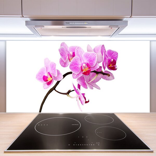 Panou sticla bucatarie Flori Floral Roz Maro