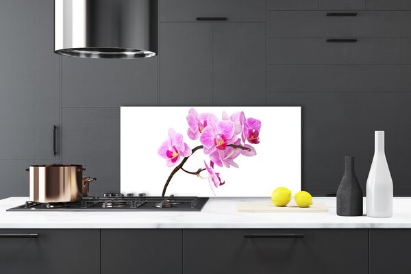 Panou sticla bucatarie Flori Floral Roz Maro