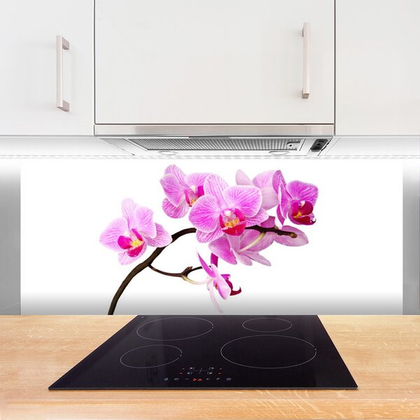 Panou sticla bucatarie Flori Floral Roz Maro