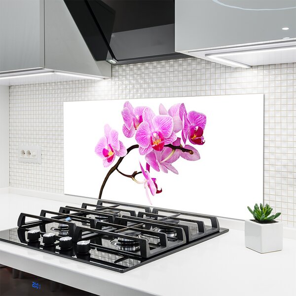 Panou sticla bucatarie Flori Floral Roz Maro