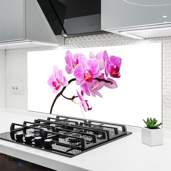 Panou sticla bucatarie Flori Floral Roz Maro