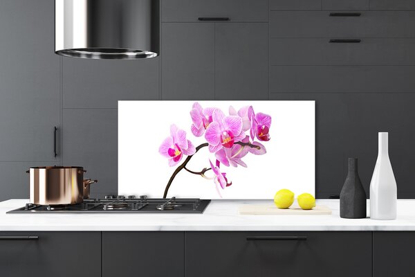 Panou sticla bucatarie Flori Floral Roz Maro