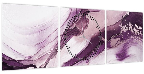 Tablou - Artă fluidă violet (cu ceas) (90x30 cm)