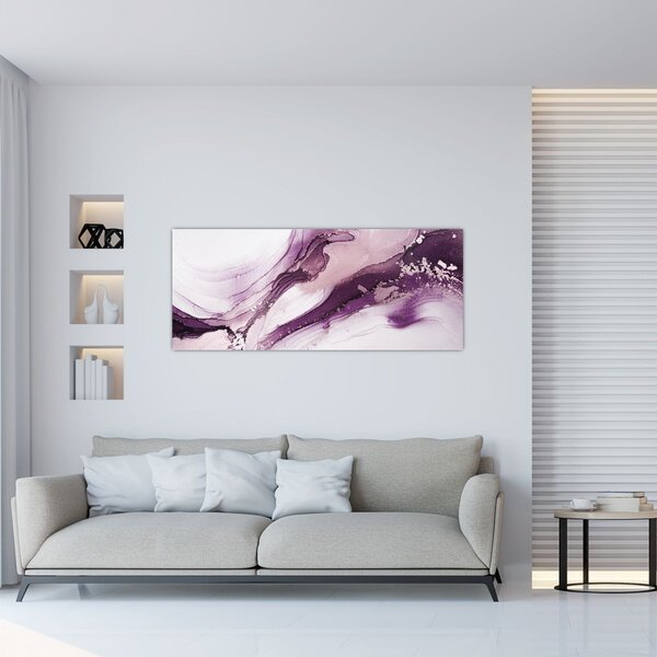 Tablou - Artă fluidă violet (120x50 cm)