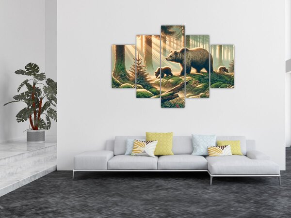 Tablou - Urși în pădure (150x105 cm)