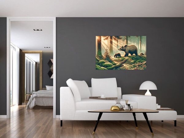 Tablou - Urși în pădure (90x60 cm)