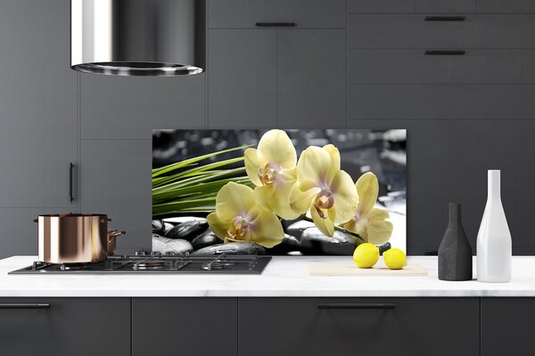 Panou sticla bucatarie Flori Floral Galben