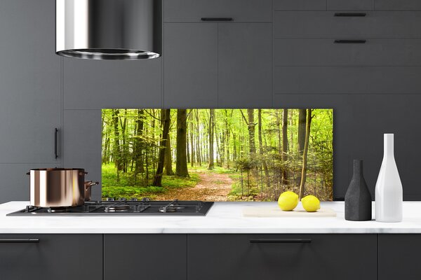 Panou sticla bucatarie Natural Pădurea Verde Maro