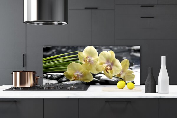Panou sticla bucatarie Flori Floral Galben