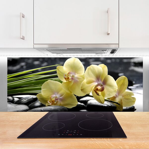 Panou sticla bucatarie Flori Floral Galben