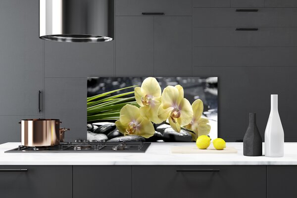 Panou sticla bucatarie Flori Floral Galben