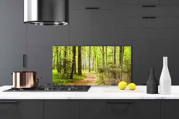 Panou sticla bucatarie Natural Pădurea Verde Maro