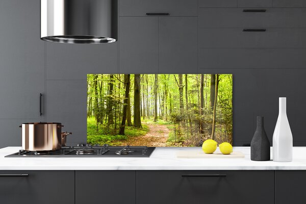 Panou sticla bucatarie Natural Pădurea Verde Maro