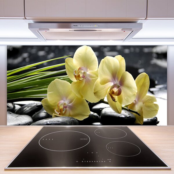 Panou sticla bucatarie Flori Floral Galben