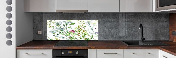 Panou sticla securizata bucatarie flori de câmp