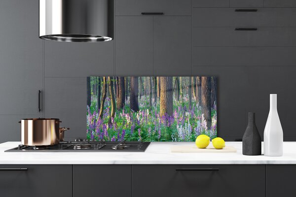 Panou sticla bucatarie Pădurea Verde Natura Brun Violet