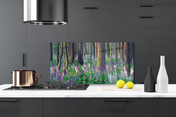 Panou sticla bucatarie Pădurea Verde Natura Brun Violet