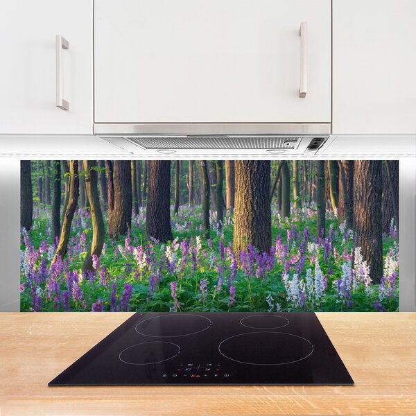 Panou sticla bucatarie Pădurea Verde Natura Brun Violet