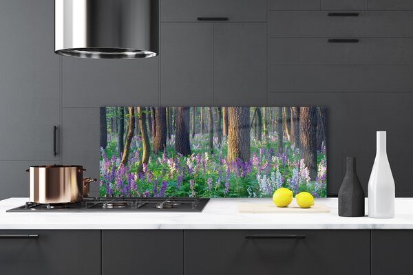 Panou sticla bucatarie Pădurea Verde Natura Brun Violet