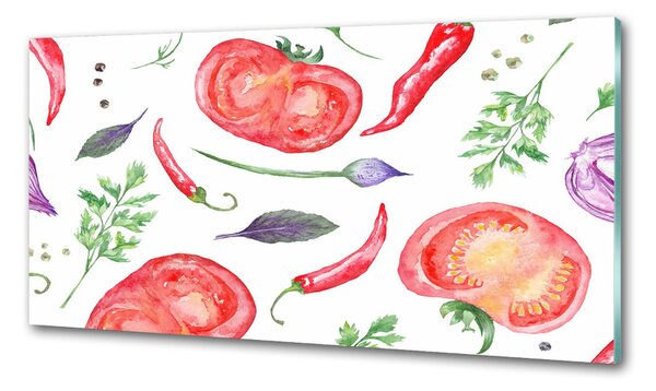 Panou sticla securizata bucatarie Tomate și condimente