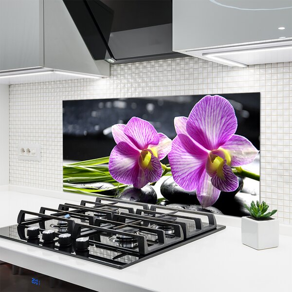 Panou sticla bucatarie Flori roz Floral