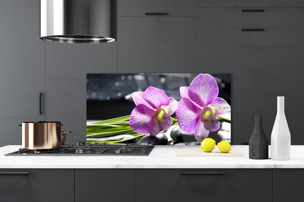 Panou sticla bucatarie Flori roz Floral