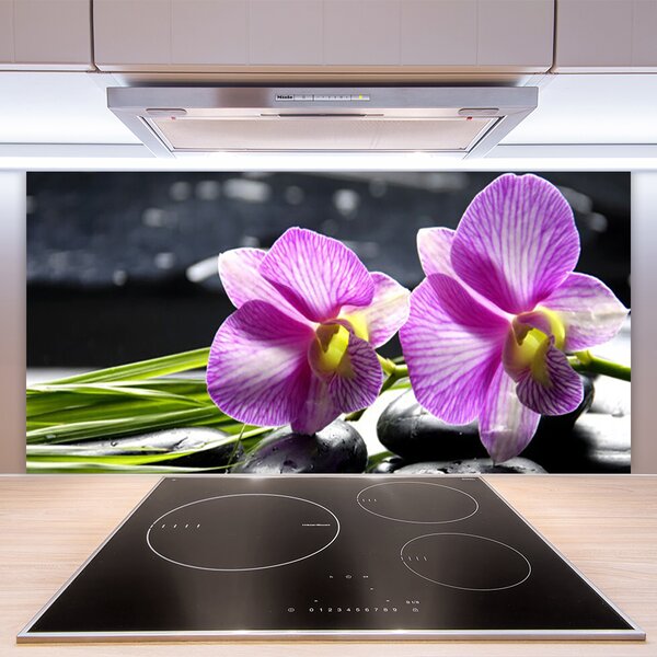 Panou sticla bucatarie Flori roz Floral