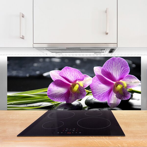 Panou sticla bucatarie Flori roz Floral