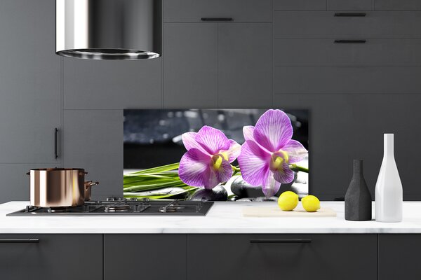 Panou sticla bucatarie Flori roz Floral