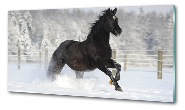 Panou sticla securizata bucatarie Un cal în galop de zăpadă