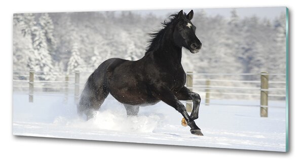 Panou sticla securizata bucatarie Un cal în galop de zăpadă