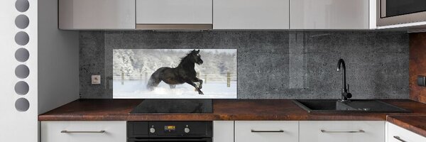 Panou sticla securizata bucatarie Un cal în galop de zăpadă