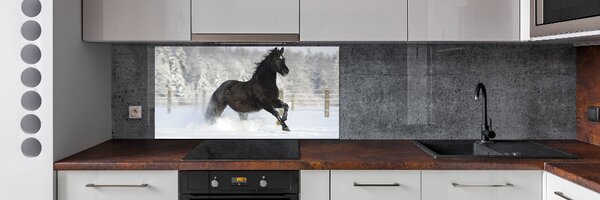 Panou sticla securizata bucatarie Un cal în galop de zăpadă