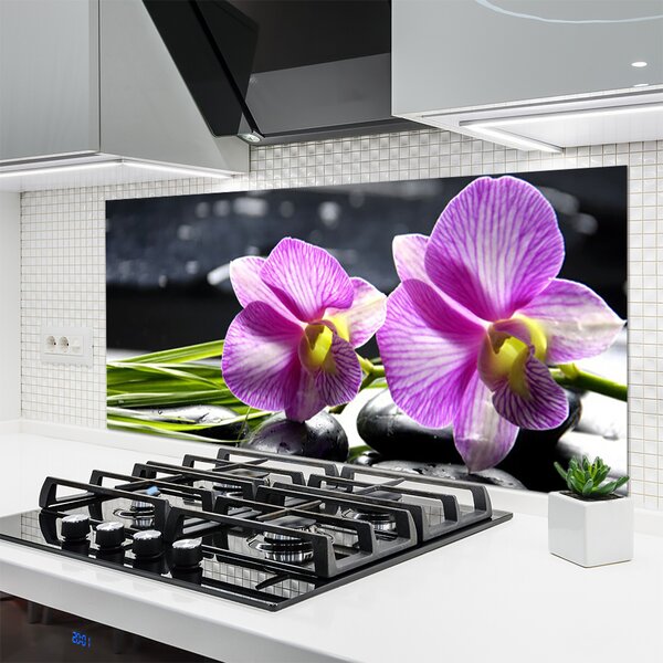 Panou sticla bucatarie Flori roz Floral