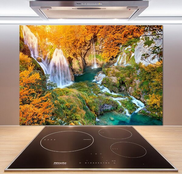 Panou sticlă decorativa bucătărie Cascada în toamna