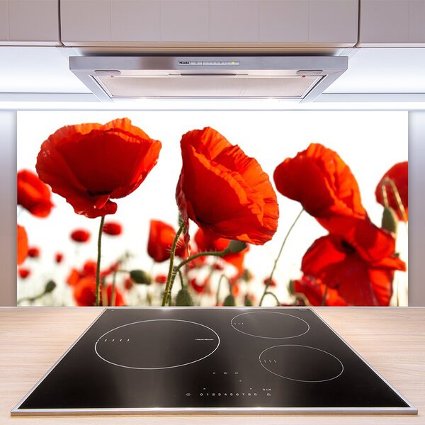 Panou sticla bucatarie Maci Floral Red